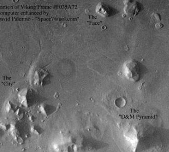 Can you spot the 'pyramid'? Photo credit: Express/NASA-YouTube-Paranormal Crucible