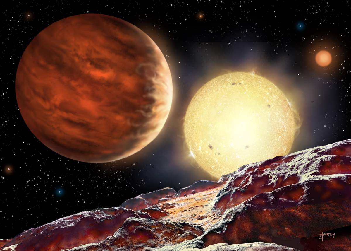 Artist rendition of Tom's newly discovered planet, WASP-142b Photo credit: HARDY/Keele University